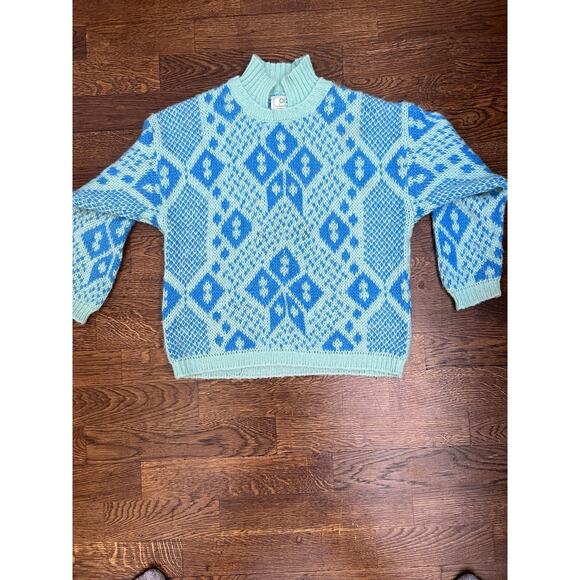 VTG United Colors Of Benetton Blue Abstract Sweater Size S - Picture 5 of 8